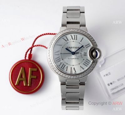(AF Factory) Swiss Made Replica Cartier Ballon Bleu Ice Blue Dial Watch 33 Midsize